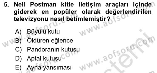 Dijital Halkla İlişkiler Dersi 2025 - 2026 Yılı Yaz Okulu Sınav Soruları 5. Soru