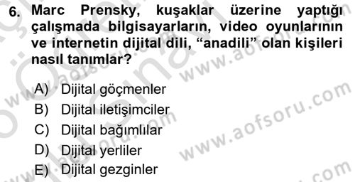 Dijital Halkla İlişkiler Dersi 2025 - 2026 Yılı Yaz Okulu Sınav Soruları 6. Soru