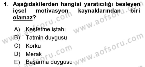 Reklamda Yaratıcılık Dersi 2021 - 2022 Yılı (Vize) Ara Sınav Soruları 1. Soru