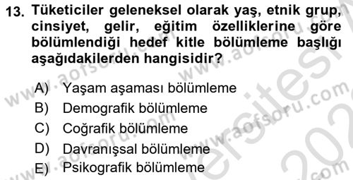 Reklamda Yaratıcılık Dersi 2021 - 2022 Yılı (Vize) Ara Sınav Soruları 13. Soru