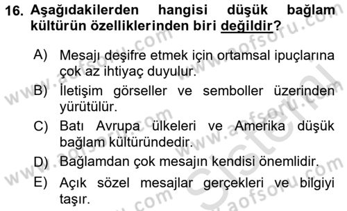 Reklamda Yaratıcılık Dersi 2021 - 2022 Yılı (Vize) Ara Sınav Soruları 16. Soru