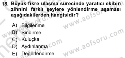 Reklamda Yaratıcılık Dersi 2021 - 2022 Yılı (Vize) Ara Sınav Soruları 18. Soru