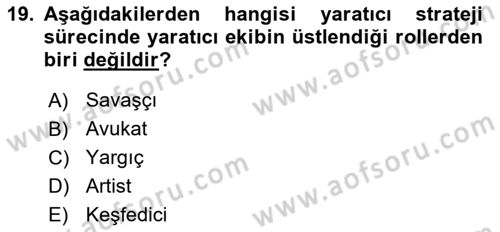 Reklamda Yaratıcılık Dersi 2021 - 2022 Yılı (Vize) Ara Sınav Soruları 19. Soru