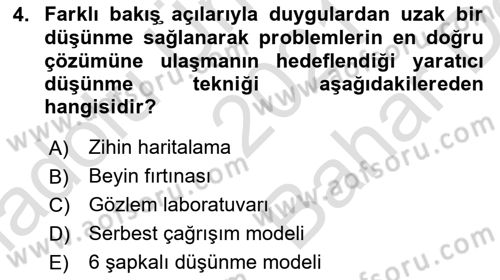 Reklamda Yaratıcılık Dersi 2021 - 2022 Yılı (Vize) Ara Sınav Soruları 4. Soru