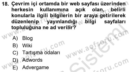 Reklamda Yaratıcılık Dersi 2021 - 2022 Yılı (Final) Dönem Sonu Sınav Soruları 18. Soru