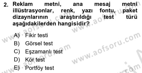 Reklamda Yaratıcılık Dersi 2021 - 2022 Yılı (Final) Dönem Sonu Sınav Soruları 2. Soru