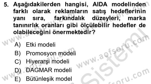 Reklamda Yaratıcılık Dersi 2021 - 2022 Yılı (Final) Dönem Sonu Sınav Soruları 5. Soru