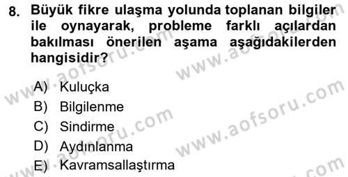 Reklamda Yaratıcılık Dersi 2021 - 2022 Yılı (Final) Dönem Sonu Sınav Soruları 8. Soru