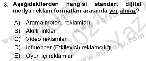 Reklamda Yaratıcılık Dersi 2021 - 2022 Yılı Yaz Okulu Sınav Soruları 3. Soru