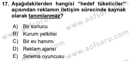 Reklamda Yaratıcılık Dersi 2022 - 2023 Yılı Yaz Okulu Sınavı 17. Soru