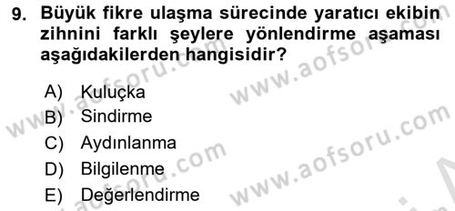 Reklamda Yaratıcılık Dersi 2022 - 2023 Yılı Yaz Okulu Sınav Soruları 9. Soru