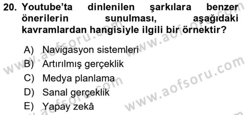 Reklamda Yaratıcılık Dersi 2023 - 2024 Yılı (Final) Dönem Sonu Sınav Soruları 20. Soru