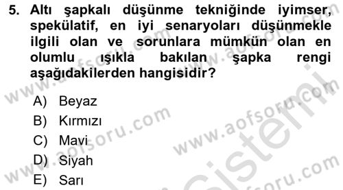 Reklamda Yaratıcılık Dersi 2023 - 2024 Yılı (Final) Dönem Sonu Sınav Soruları 5. Soru