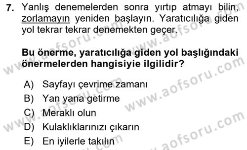 Reklamda Yaratıcılık Dersi 2023 - 2024 Yılı (Final) Dönem Sonu Sınav Soruları 7. Soru
