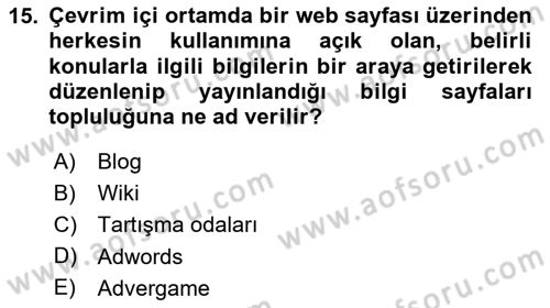 Reklamda Yaratıcılık Dersi 2023 - 2024 Yılı Yaz Okulu Sınav Soruları 15. Soru