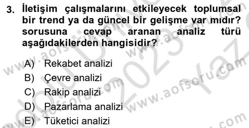 Reklamda Yaratıcılık Dersi 2023 - 2024 Yılı Yaz Okulu Sınav Soruları 3. Soru