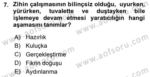 Reklamda Yaratıcılık Dersi 2023 - 2024 Yılı Yaz Okulu Sınav Soruları 7. Soru