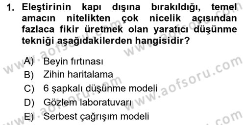 Reklamda Yaratıcılık Dersi 2024 - 2025 Yılı (Vize) Ara Sınav Soruları 1. Soru