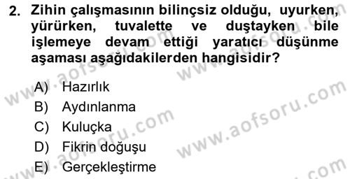 Reklamda Yaratıcılık Dersi 2024 - 2025 Yılı (Vize) Ara Sınav Soruları 2. Soru