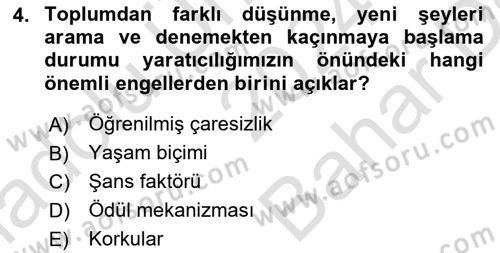 Reklamda Yaratıcılık Dersi 2024 - 2025 Yılı (Vize) Ara Sınav Soruları 4. Soru