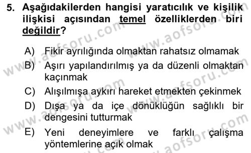 Reklamda Yaratıcılık Dersi 2024 - 2025 Yılı (Vize) Ara Sınav Soruları 5. Soru
