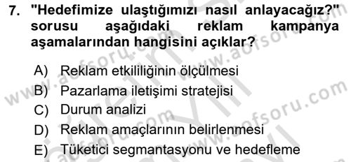 Reklamda Yaratıcılık Dersi 2024 - 2025 Yılı (Vize) Ara Sınav Soruları 7. Soru