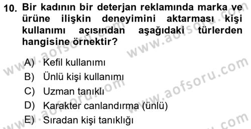 Reklamda Yaratıcılık Dersi 2024 - 2025 Yılı (Final) Dönem Sonu Sınav Soruları 10. Soru
