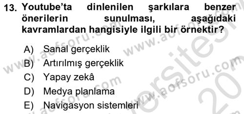 Reklamda Yaratıcılık Dersi 2024 - 2025 Yılı (Final) Dönem Sonu Sınav Soruları 13. Soru