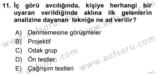 Reklamda Yaratıcılık Dersi 2025 - 2026 Yılı (Vize) Ara Sınav Soruları 11. Soru