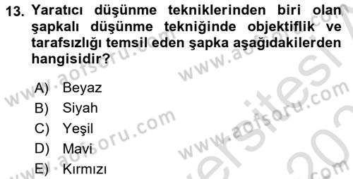 Reklamda Yaratıcılık Dersi 2025 - 2026 Yılı (Vize) Ara Sınav Soruları 13. Soru