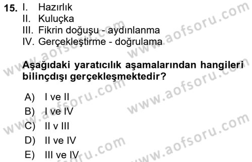 Reklamda Yaratıcılık Dersi 2025 - 2026 Yılı (Vize) Ara Sınav Soruları 15. Soru