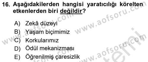 Reklamda Yaratıcılık Dersi 2025 - 2026 Yılı (Vize) Ara Sınav Soruları 16. Soru