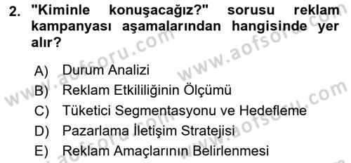 Reklamda Yaratıcılık Dersi 2025 - 2026 Yılı (Vize) Ara Sınav Soruları 2. Soru