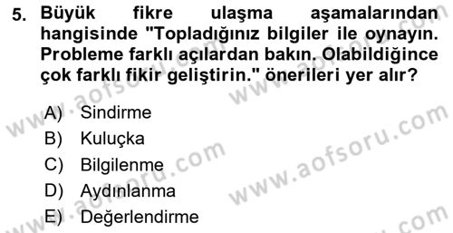 Reklamda Yaratıcılık Dersi 2025 - 2026 Yılı (Vize) Ara Sınav Soruları 5. Soru