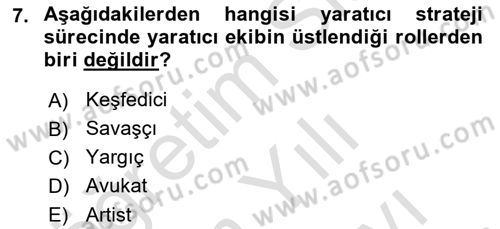 Reklamda Yaratıcılık Dersi 2025 - 2026 Yılı (Vize) Ara Sınav Soruları 7. Soru
