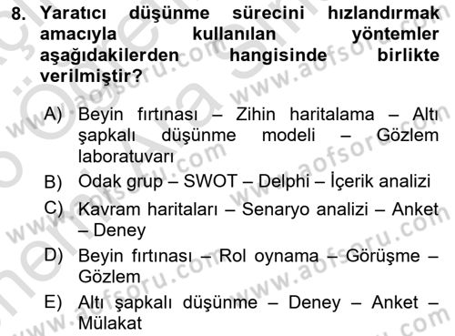 Reklamda Yaratıcılık Dersi 2025 - 2026 Yılı (Vize) Ara Sınav Soruları 8. Soru