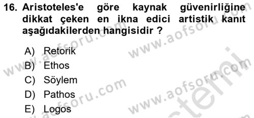 Reklamda Yaratıcılık Dersi 2025 - 2026 Yılı (Final) Dönem Sonu Sınav Soruları 16. Soru