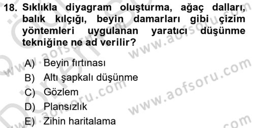 Reklamda Yaratıcılık Dersi 2025 - 2026 Yılı (Final) Dönem Sonu Sınav Soruları 18. Soru