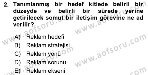 Reklamda Yaratıcılık Dersi 2025 - 2026 Yılı (Final) Dönem Sonu Sınav Soruları 2. Soru