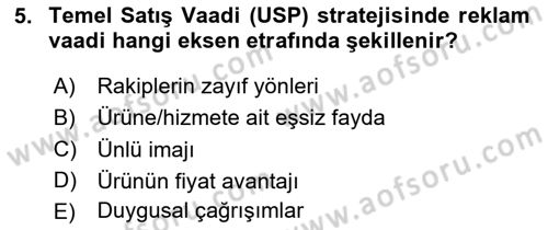 Reklamda Yaratıcılık Dersi 2025 - 2026 Yılı (Final) Dönem Sonu Sınav Soruları 5. Soru