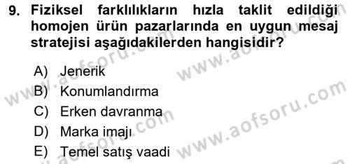 Reklamda Yaratıcılık Dersi 2025 - 2026 Yılı (Final) Dönem Sonu Sınav Soruları 9. Soru