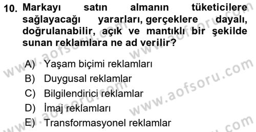 Reklamda Yaratıcılık Dersi 2025 - 2026 Yılı Yaz Okulu Sınav Soruları 10. Soru