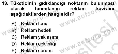 Reklamda Yaratıcılık Dersi 2025 - 2026 Yılı Yaz Okulu Sınav Soruları 13. Soru