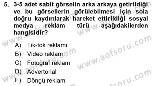 Reklamda Yaratıcılık Dersi 2025 - 2026 Yılı Yaz Okulu Sınav Soruları 5. Soru