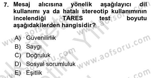Reklamda Yaratıcılık Dersi 2025 - 2026 Yılı Yaz Okulu Sınav Soruları 7. Soru