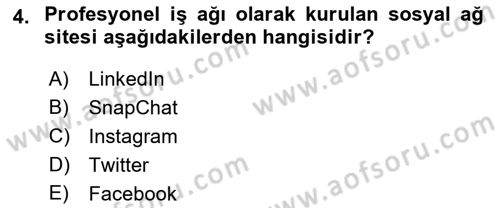 Dijital İçerik Pazarlaması Dersi 2021 - 2022 Yılı (Vize) Ara Sınav Soruları 4. Soru