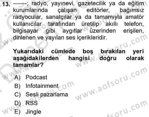 Dijital İçerik Pazarlaması Dersi 2021 - 2022 Yılı (Final) Dönem Sonu Sınav Soruları 13. Soru