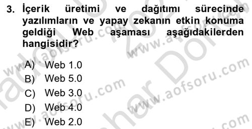 Dijital İçerik Pazarlaması Dersi 2021 - 2022 Yılı (Final) Dönem Sonu Sınav Soruları 3. Soru