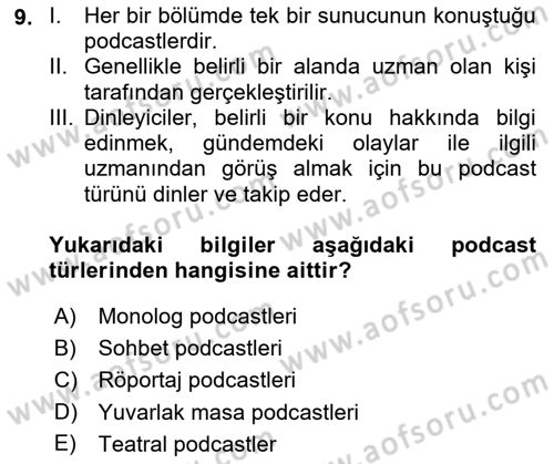 Dijital İçerik Pazarlaması Dersi 2021 - 2022 Yılı (Final) Dönem Sonu Sınav Soruları 9. Soru