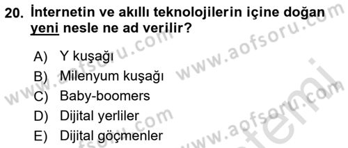 Dijital İçerik Pazarlaması Dersi 2021 - 2022 Yılı Yaz Okulu Sınav Soruları 20. Soru